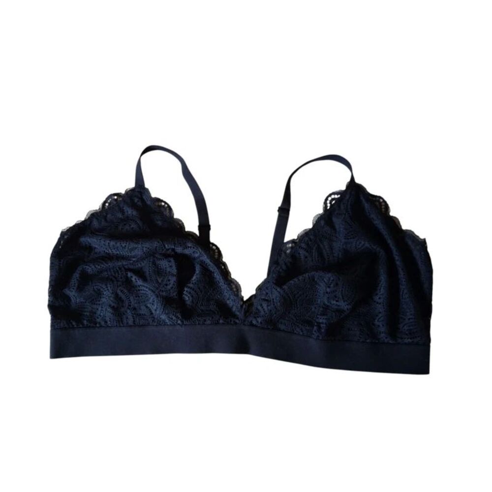 Old Navy Plus Size Black Lace Scalloped Plunge V-Neck Bralette Women's Size 3X